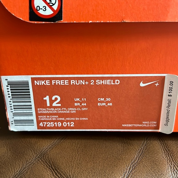 Men’s Nike Free Run+ Shield Gray/Orange Size 12 Dead Stock - Picture 13 of 13